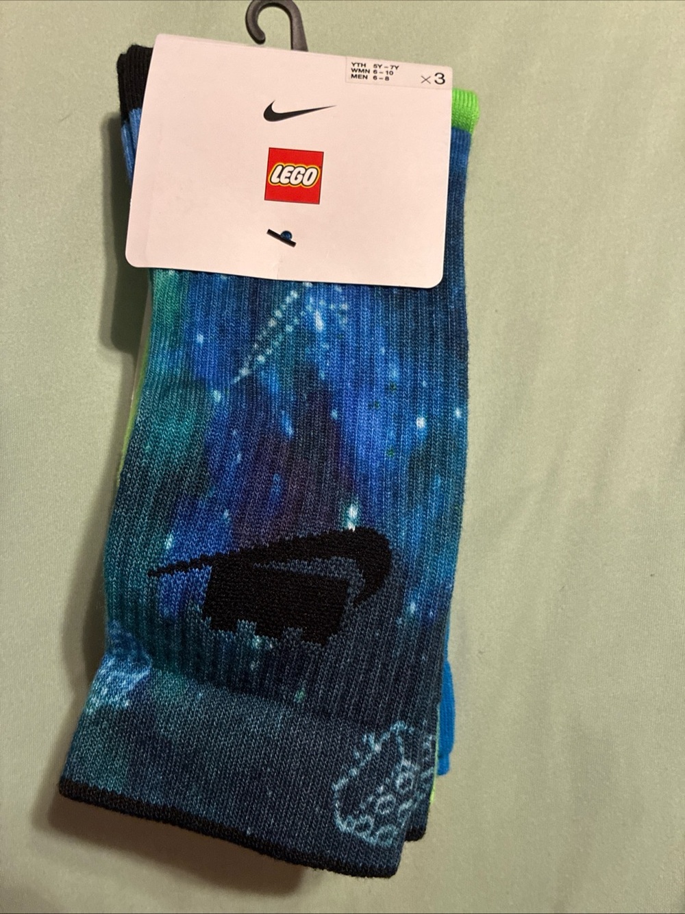 Nike x LEGO Men's Blue Galaxy Crew Socks - 3 Pack size 6-8